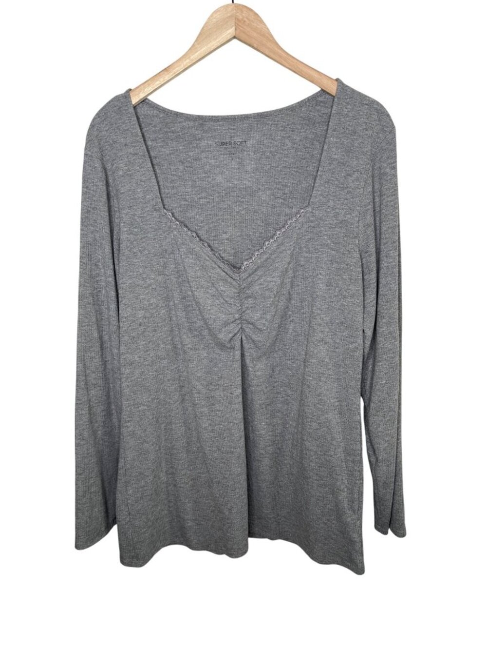 Super Soft Torrid Gray Ribbed Long Sleeve Top Plus Size 3X